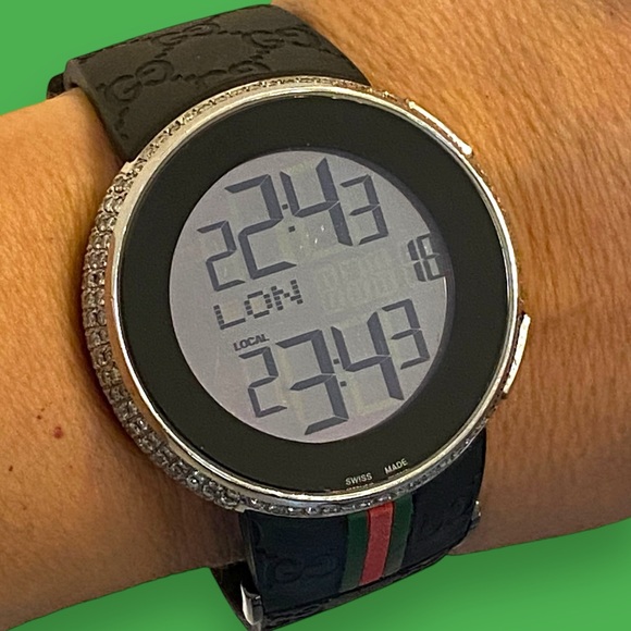 AUTHENTIC Gucci I-Gucci MENS 5.37 CTW Diamond Digital Watch NICE!!! - Picture 15 of 16